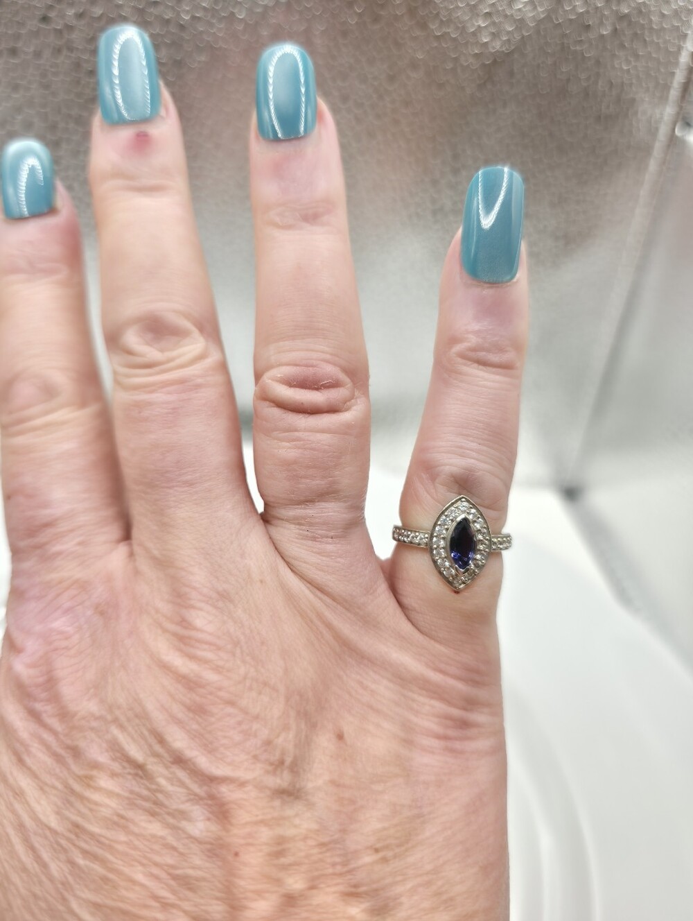 NWT Rare Iolite Marquis Halo Ring - Picture 8 of 8